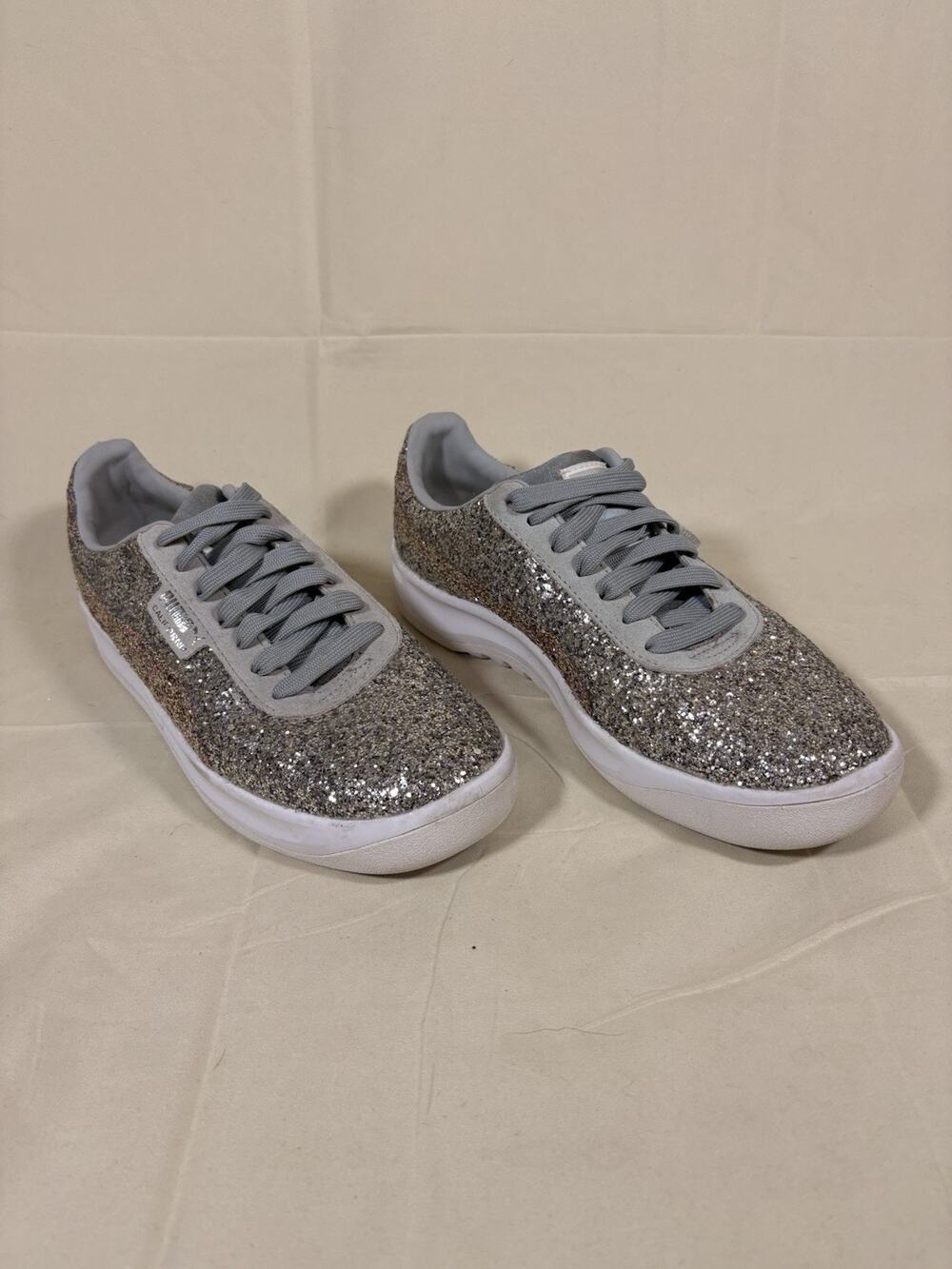 GUC Puma California Glitz Silver Glitter Sneakers Women 368444-01 Size 10W